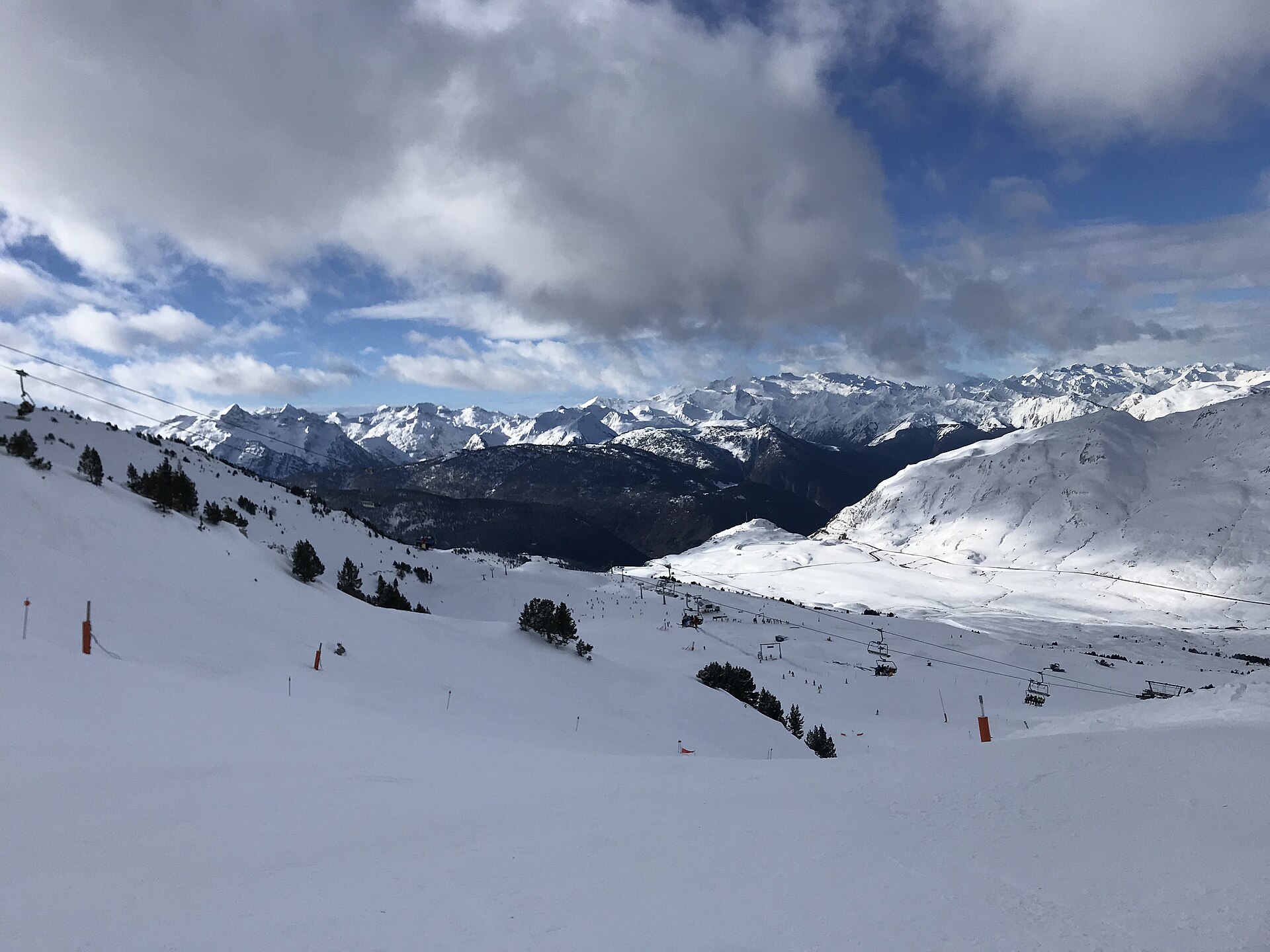 Vista panorámica de las montañas y pistas nevadas de Baqueira Beret